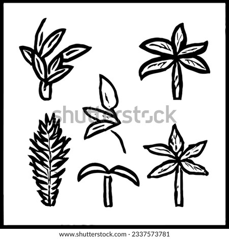 Plant Vector Icon Set in Minimal Line Art Drawing 