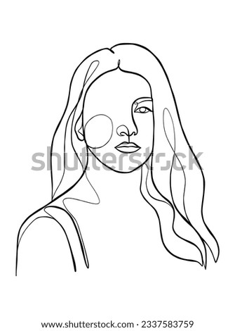Continuous one line drawing of minimalist woman. Vector illustration.