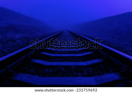 railroad closeup in night with moon light