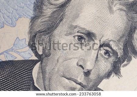 Portrait of Jackson from one twenty dollars bill 