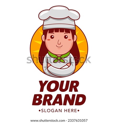 Woman Baker Cartoon Character Logo Vector Template