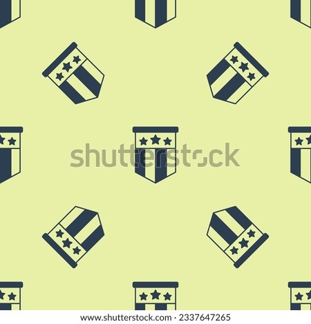 Blue American flag icon isolated seamless pattern on yellow background. Flag of USA. United States of America.  Vector