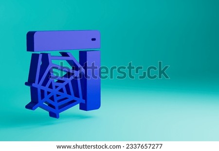 Blue Spider web icon isolated on blue background. Cobweb sign. Happy Halloween party. Minimalism concept. 3D render illustration.