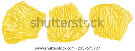 Set of flesh of lemon citrus fruit isolated on white background with clipping path. Lemon pulp. Full depth of field. Royalty-Free Stock Photo #2337673797