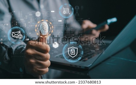 Enhancing Security Identity Online: Futuristic Fingerprint Cyber Security Authentication Concept Royalty-Free Stock Photo #2337680813