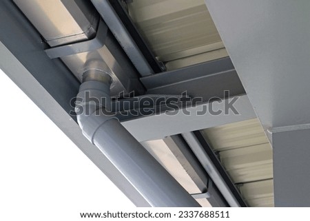 PVC Pipe Down Spout Connected with Stainless Steel Rain Gutter