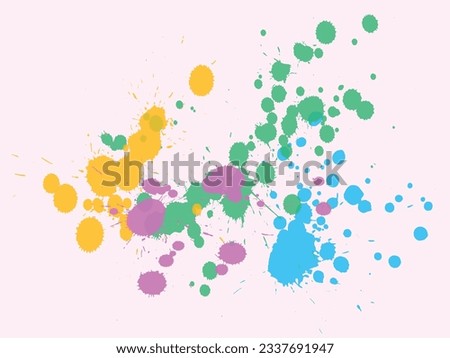 Paint splatter on a white background. Paint spots. Splodges. Colourful background. background.