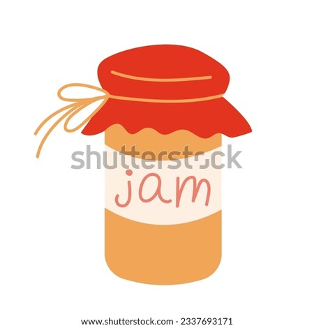Vector jar with jam flat illustration