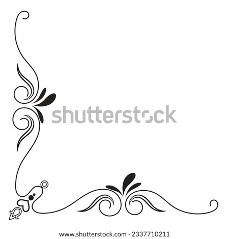 Flower roll, corner design. border decorative illustration photo frame