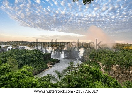 Iguazu Falls, the largest series of waterfalls of the world, located at the Brazilian and Argentinian border, View from Brazilian side, one of the Seven Natural Wonders of the World Royalty-Free Stock Photo #2337736019