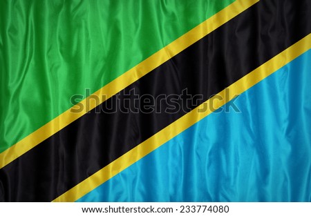 Tanzania flag pattern on the fabric texture ,vintage style