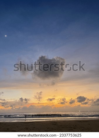 Bear shape of the cloud at the sunset sea