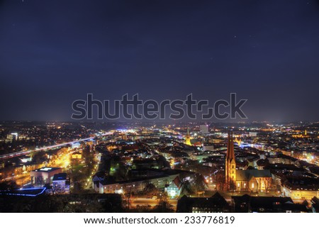 The picture shows a city at night.