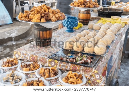 Tipical sicilian street food in palermo Royalty-Free Stock Photo #2337770747