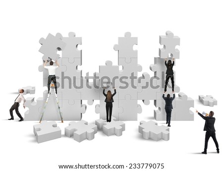 Business people builds  together a new company Royalty-Free Stock Photo #233779075