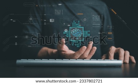 Software developer or programmer coding program with laptop. Create Intelligence innovation. Computer programming, development software engineer and architecture, digital data technology management Royalty-Free Stock Photo #2337802721