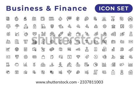 Finance icon set. Containing loan, cash, saving, financial goal, profit, budget, mutual fund, earning money and revenue icons