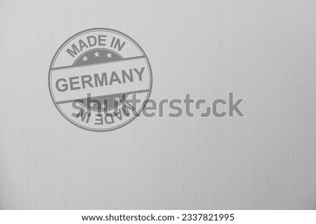Made in Germany Prägung auf Alu oder Stahl Metall Royalty-Free Stock Photo #2337821995