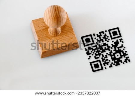 Analog Digital, Wood Stamp and QR-code print