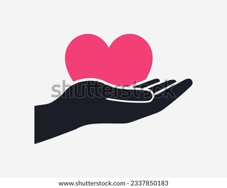 Heart in hand. Giving heart logo vector for transplant, charity, healthcare, donation, volunteering, non-profit organization, isolated on white background, vector hand