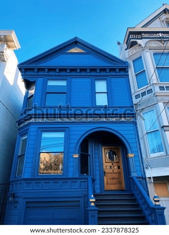 Beautiful Blue San Francisco House | California Architecture Royalty-Free Stock Photo #2337878325