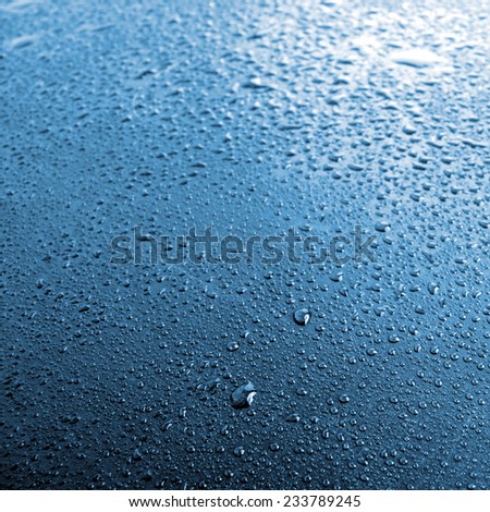 Water drops on blue background 