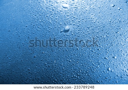 Water drops on blue background 