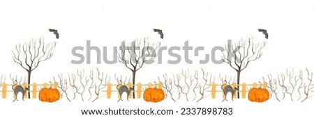 halloween banner, stripe for website and social media design, watercolor hand drawn illustration on the theme of autumn holidays