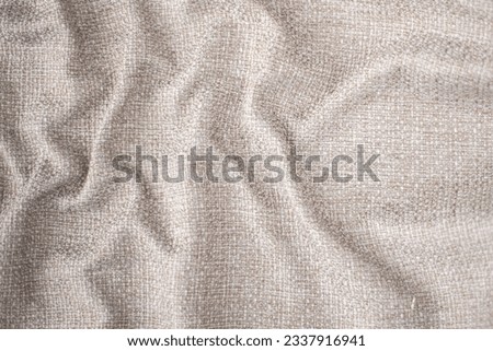 crumpled cotton canvas background, authentic beige burlap
