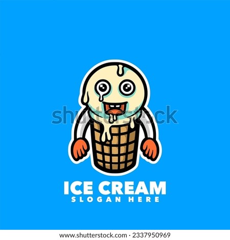 Ice cream mascot cartoon logo