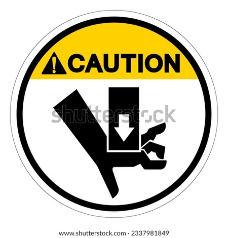 Caution Hand Crush Force from Above Symbol Sign, Vector Illustration, Isolate On White Background Label .EPS10 Royalty-Free Stock Photo #2337981849