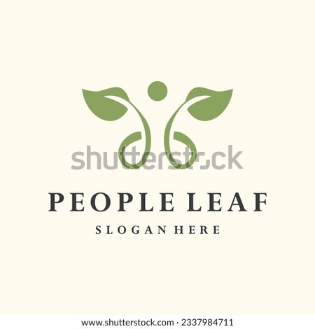 People leaf logo icon design template flat vector illustration