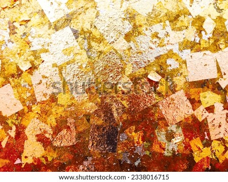 Texture of the gold leaf, Gold background, Picture from Buddha image Back.