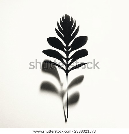 extraterrestrial plant, shadow, shade black, stamp design in black, single plant