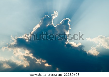 blue thick cloud and sun rays