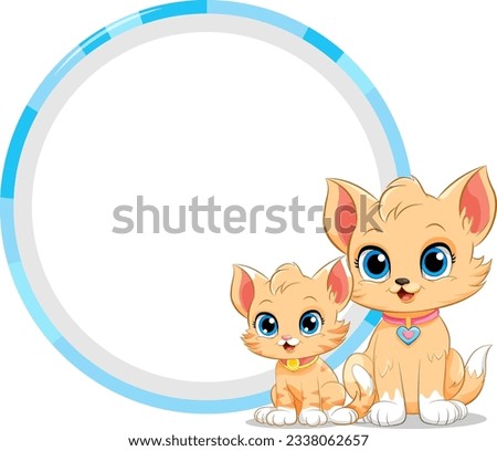 Round Frame with Cute Cat illustration