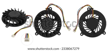 cooling system for laptop, fan, in multiple projections, on white background in isolation