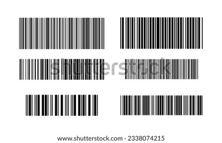 Set of Bar code isolated on transparent background. Vector icon. Barcode icon. Vector Illustration, price tag for laser scan, retail number code. Vector scanning unique stripped barcode symbols set