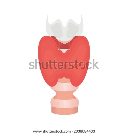 Tracheal stenosis awareness illustration. Trachea narrowing symbol. Difficulty breathing, hoarseness and voice change symptoms. Healthcare concept. Isolated flat vector illustration.