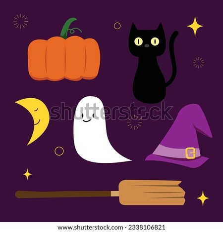 Halloween clip art cartoon with graphic element for illustration, poster, festival, banner 