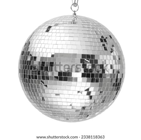 Shiny silver disco ball isolated on white Royalty-Free Stock Photo #2338118363