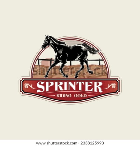 Horse Logo Design. Black Horse Race Logo Illustration Vector Royalty-Free Stock Photo #2338125993