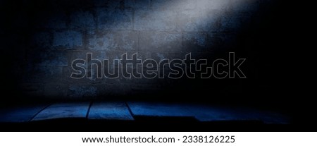 A scary halloween background of a wooden floor in a dark stone dungeon and night with light coming in from a trapdoor. Royalty-Free Stock Photo #2338126225