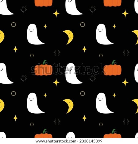 Halloween clip art cartoon with graphic element seamless pattern background for illustration, poster, festival, banner 