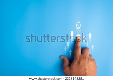 Shortcut Exponential growth interest with rocket launch icon, Business launch investment fast track wealth, earning rising concept Royalty-Free Stock Photo #2338148251