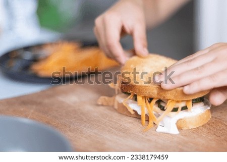 Child makes healthy tasty sandwich