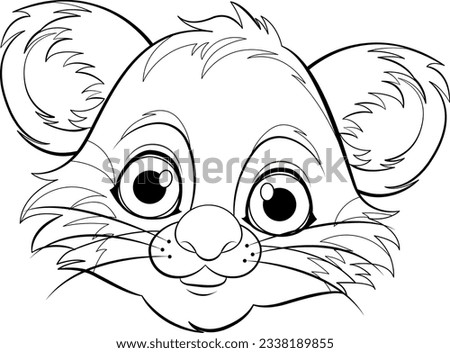 Cute Baby Tiger Cartoon Character Outline for Colouring illustration