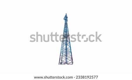 The telephone signal tower against a white background.