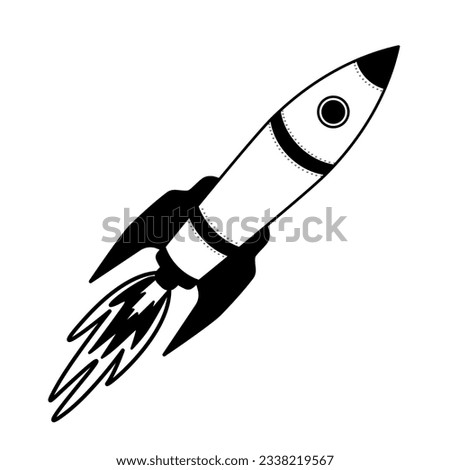 Rocket spaceship flying. Cartoon flat vector illustration