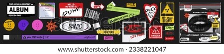 The grunge stickers collection. The old template for modern designs. Royalty-Free Stock Photo #2338221047